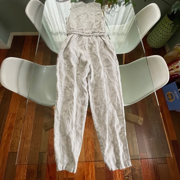 notPERFECTLINEN black/white stripe Sleeveless Margaret Wrap Jumpsuit - Picture 5 of 11